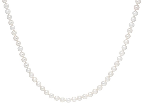 Genusis™ White Cultured Freshwater Pearl Rhodium Over Sterling Silver 22 Inch Strand Necklace