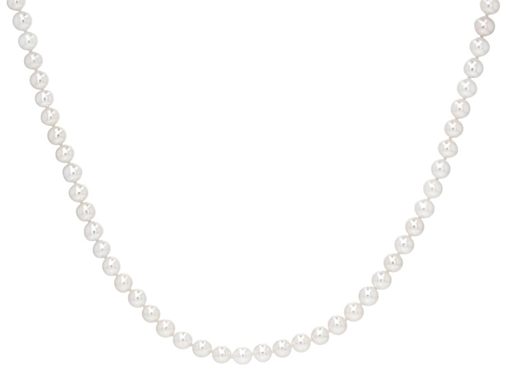 White Cultured Freshwater Pearl Rhodium Over Sterling Silver 28 Inch Strand Necklace