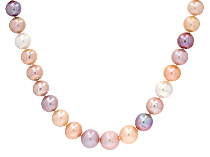 Genusisâ„¢ Multi-Color Cultured Freshwater Pearl Rhodium Over Sterling Silver 20 Inch Strand