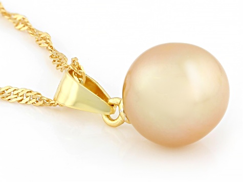 Golden Cultured South Sea Pearl 18k Yellow Gold Over Sterling