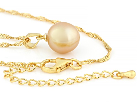 Golden Cultured South Sea Pearl 18k Yellow Gold Over Sterling