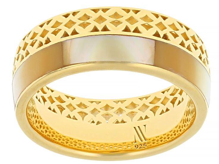Golden South Sea Mother-of-Pearl 18k Yellow Gold Over Sterling Silver Ring