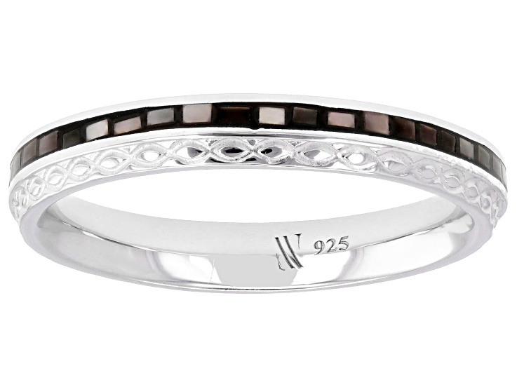 Tahitian Mother-of-Pearl Rhodium Over Sterling Silver Ring