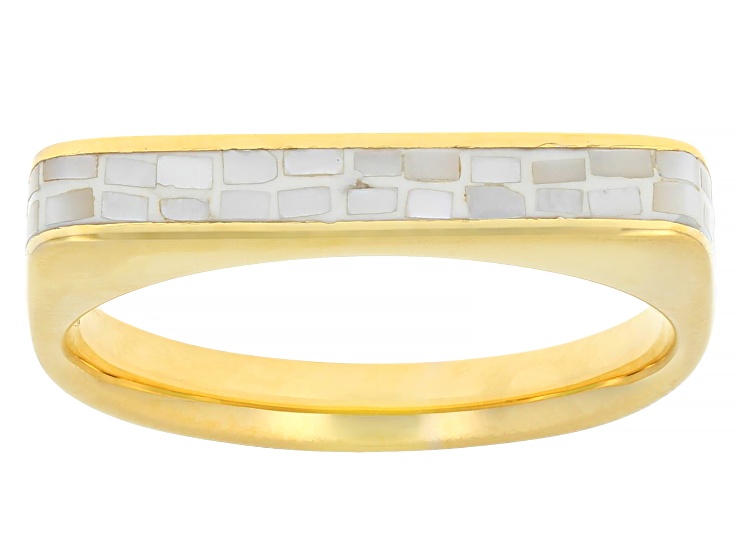 Mother-of-Pearl 18k Yellow Gold Over Sterling Silver Ring
