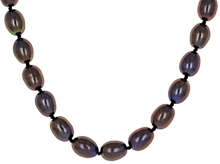 Black Cultured Freshwater Pearl Rhodium Over Sterling Silver 18 Inch Necklace