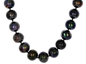 Black Cultured Freshwater Pearl Rhodium Over Sterling Silver 18 Inch Necklace