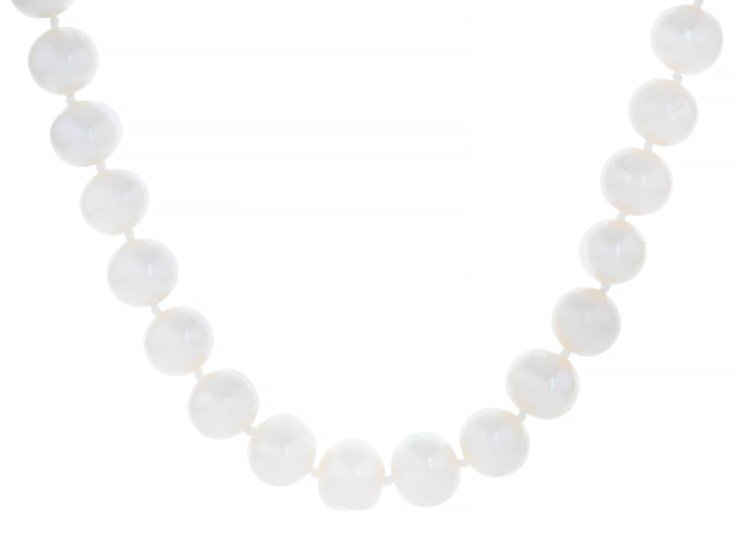 White Cultured Freshwater Pearl Rhodium Over Sterling Silver 20 Inch Necklace