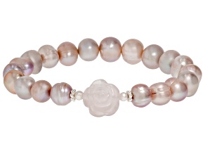 Pink Cultured Freshwater Pearl and Pink Quartz Stretch Bracelet