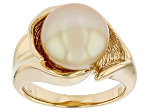 Golden Cultured South Sea Pearl 18K Yellow Gold Over Silver Silver Ring