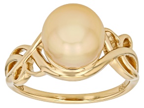 Golden Cultured South Sea Pearl 18k Yellow Gold Over Sterling Silver Ring