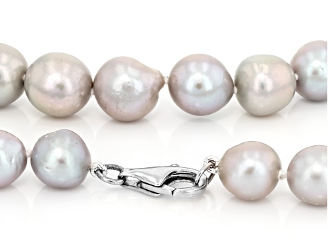 Platinum Cultured Freshwater Pearl Sterling Silver 20 Inch Strand