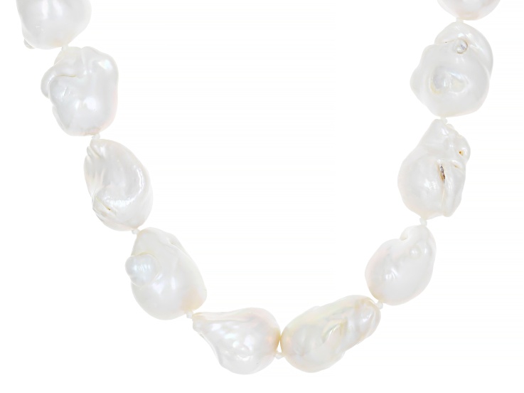 Genusisâ„¢ White Cultured Freshwater Pearl 14k Yellow Gold Over Sterling Silver 18" Strand Necklace