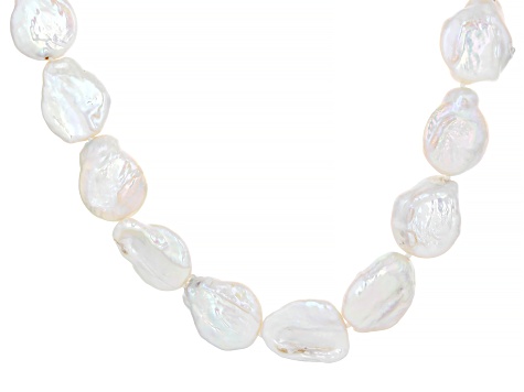 White Cultured Freshwater Pearl Rhodium Over Sterling Silver 20 Inch Necklace