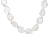 White Cultured Freshwater Pearl Rhodium Over Sterling Silver 20 Inch Necklace