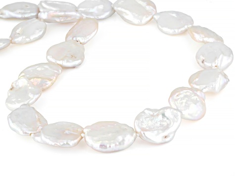 White Cultured Freshwater Pearl Rhodium Over Sterling Silver 20 Inch Necklace