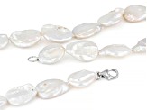 White Cultured Freshwater Pearl Rhodium Over Sterling Silver 20 Inch Necklace