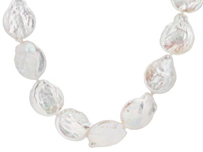 White Cultured Freshwater Pearl Rhodium Over Sterling Silver 24 Inch Necklace
