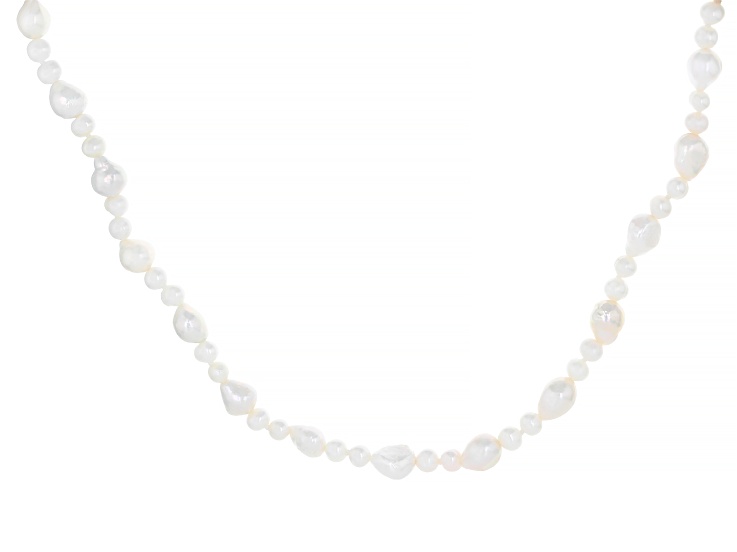 White Cultured Freshwater Pearl 36 Inch Endless Strand Necklace