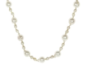 White Cultured Japanese Akoya Pearl Sterling Silver 18" Strand Necklace