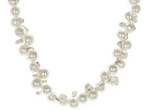 White Cultured Japanese Akoya Pearl Sterling Silver 16" Strand Necklace