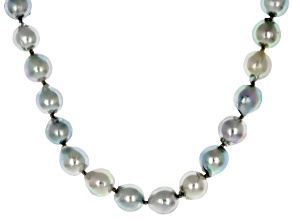 Multi-Color Cultured Japanese Akoya Pearl Sterling Silver 18" Strand Necklace