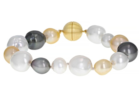 Genusis™ Multi-Color Freshwater Pearl 14k Yellow Gold Over Silver