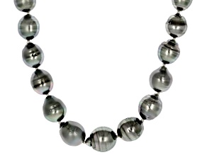 Platinum Cultured Tahitian Pearl Sterling Silver Strand 18" Necklace
