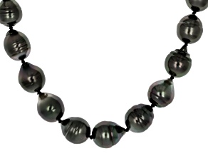 Platinum Cultured Tahitian Pearl Sterling Silver 18" Strand Necklace