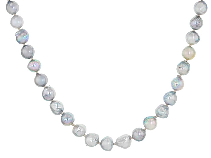 Multi-Color Cultured Japanese Akoya Pearl Sterling Silver 18" Strand Necklace