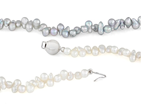 White and Platinum Cultured Japanese Akoya Bitsy Pearl 14K White