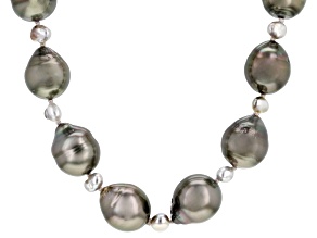 Cultured Tahitian Pearl Sterling Silver 18" Strand Necklace