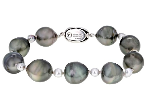 Ombre Cultured Kasumiga Pearl Rhodium Over Sterling Silver 20
