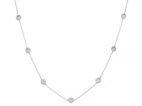 Platinum Cultured Japanese Akoya Pearl Rhodium Over Sterling Silver 16 Inch Strand Necklace
