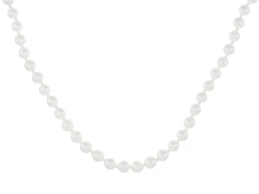 White Cultured Japanese Akoya Pearl Rhodium Over Sterling Silver 18 Inch Strand Necklace