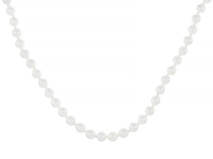 White Cultured Japanese Akoya Bitsy Pearl Rhodium Over Sterling Silver 18 Inch Strand Necklace