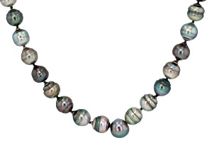 Cultured Tahitian Pearl Rhodium Over Sterling Silver 18 Inch Strand Necklace