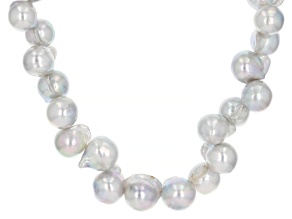 Platinum Cultured Japanese Akoya Pearl Rhodium Over Serling Silver 18 Inch Strand Necklace