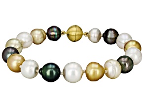 Cultured Tahitian & South Sea Pearl 14k Gold Over Sterling Silver Bracelet