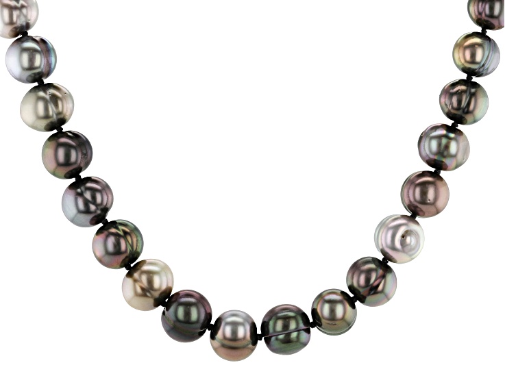Multi-Color Cultured Tahitian Pearl Sterling Silver 18 Inch Strand Necklace