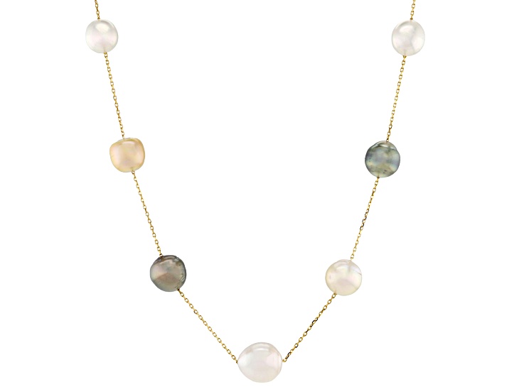 White & Golden Cultured South Sea Pearl with Platinum Cultured Tahitian Pearl Silver Necklace