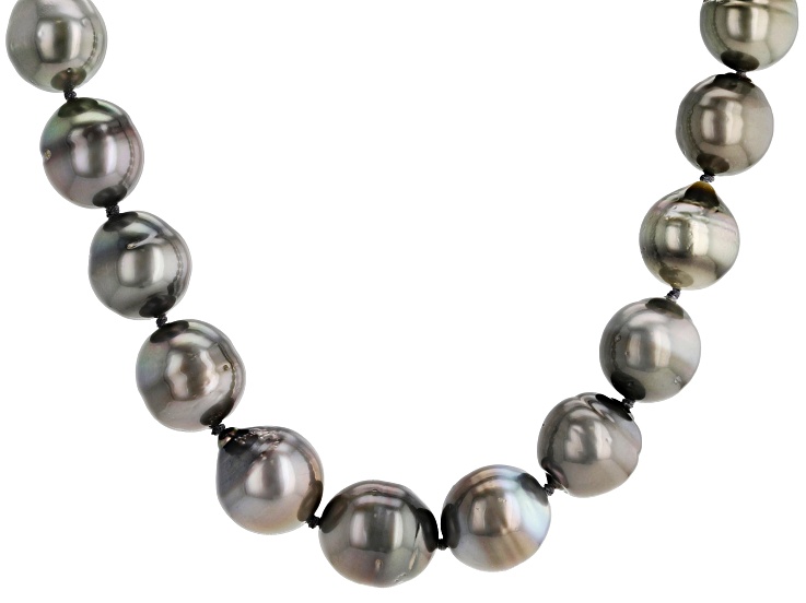 Platinum Cultured Tahitian Pearl Sterling Silver 18 Inch Strand Necklace