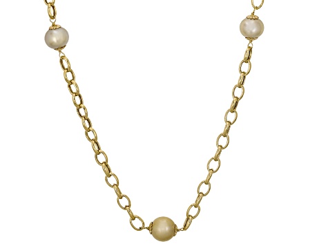 Golden South Sea Pearl  14k Yellow Gold Over Sterling Silver Necklace