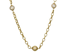 Golden South Sea Pearl  14k Yellow Gold Over Sterling Silver Necklace