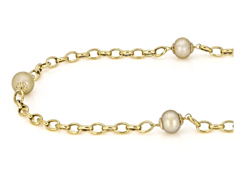 Golden South Sea Pearl  14k Yellow Gold Over Sterling Silver Necklace