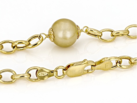 Golden South Sea Pearl  14k Yellow Gold Over Sterling Silver Necklace