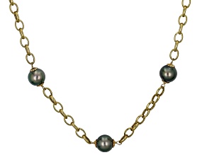 Cultured Tahitian Pearl 14k Yellow Gold Over Sterling Silver 18 Inch Necklace