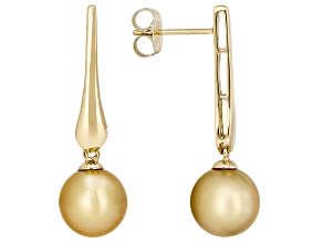 Golden South Sea Pearl 14k Yellow Gold Earrings