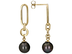 Cultured Tahitian Pearl 14k Yellow Gold Earrings