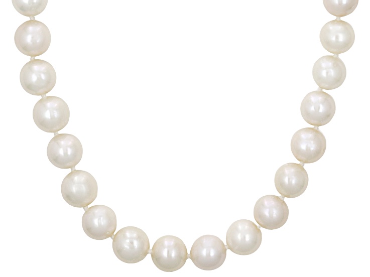 White Cultured Freshwater Pearl Rhodium Over Sterling Silver 20 Inch Strand Necklace