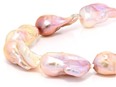 Genusis™ Pink Cultured Freshwater Pearl Rhodium Over Sterling Silver 18 ...
